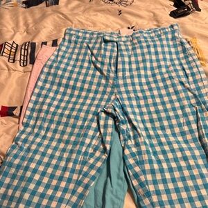 Women's Blue Checkered Capris